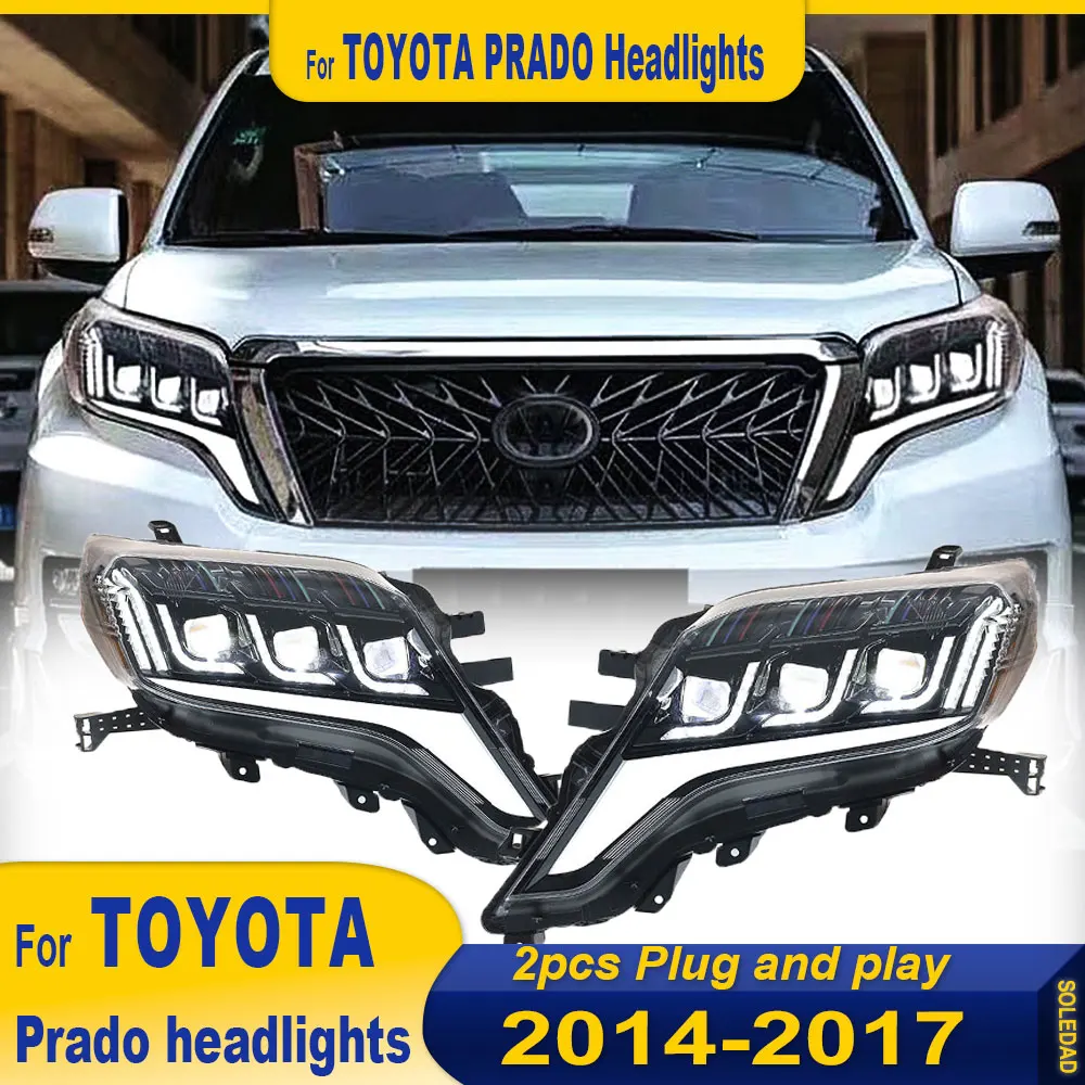 

LED Headlights For Toyota Prado 2014-2017 lexus style LED Headlamp Assembly Upgrade High Configure Projector Lens Accessories