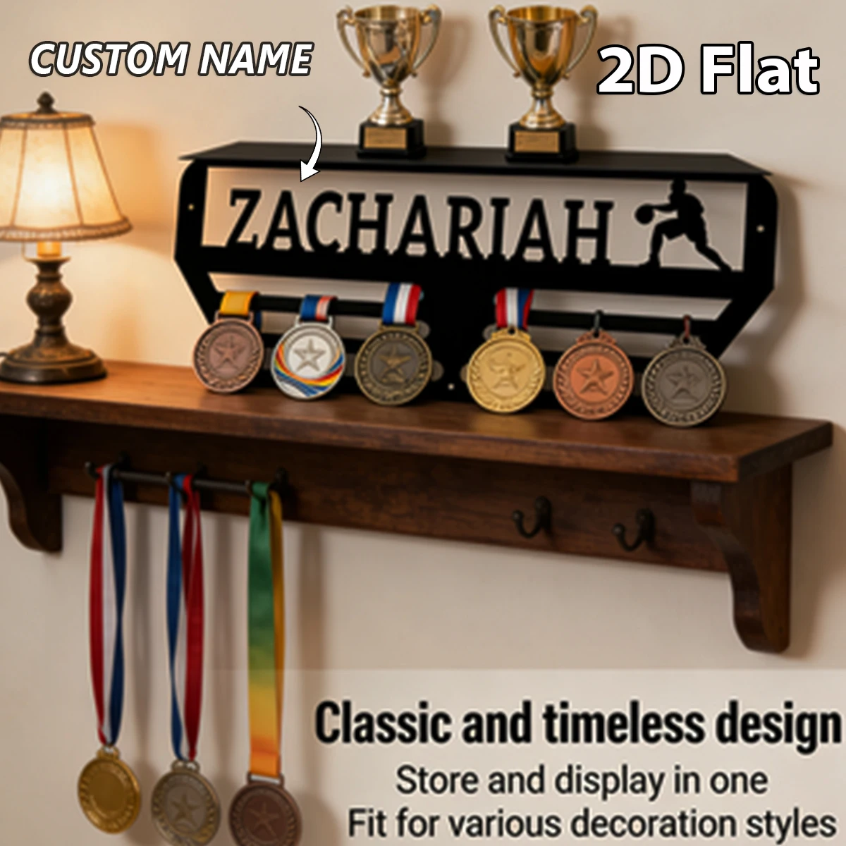 1Pc Custom table tennis Metal Medal Holder Rack,Hang Metal Wall Art,Home Decor Sports Award rack storage rack,Birthday Gift