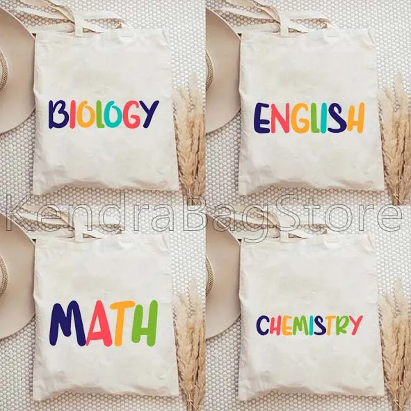 

Biology Chemistry Math English Letter Gifts Canvas Shoulder Tote Bag Fashion Handbag Shopper Reusable Durable Shopping Bags