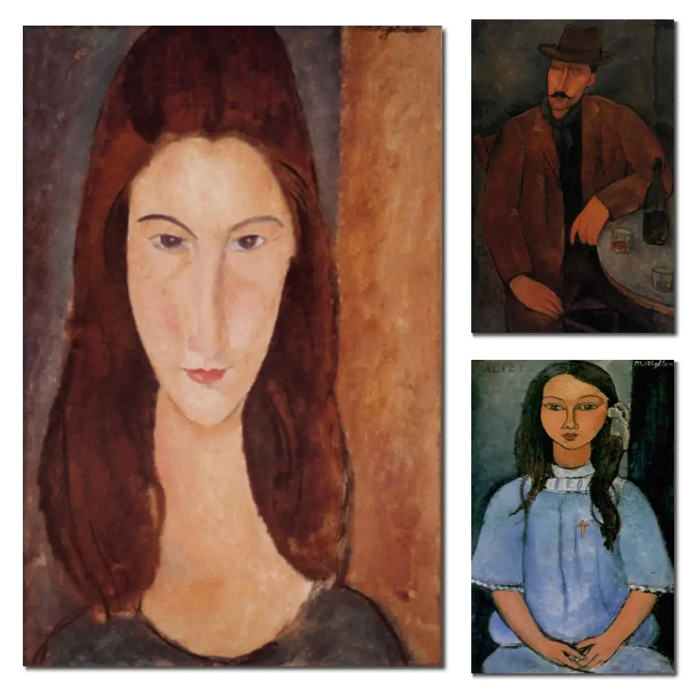 

Abstract Figure Painting Canvas Art Portrait of Jeanne Hebutern Hand-Painted Amedeo Modigliani Artwork Contemporary Home Decor