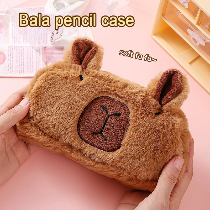 CHEN LIN Cute Plush Capybara Pencil Case Large Capacity Cartoon Animal Cosmetic Bag for Student Stationery Storage Pen Bag