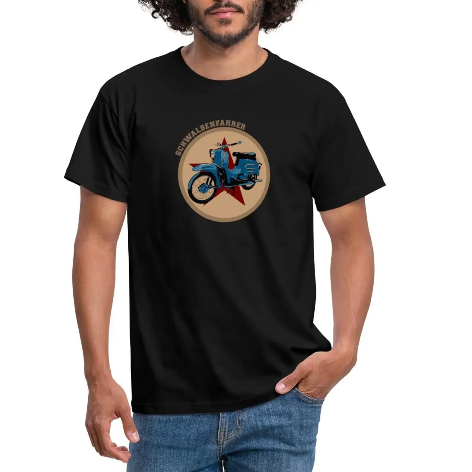 Spreadshirt Schwalbenfahrer Simson Schwalbe Vintage Men's T Shirt vintage Washed Casual Versatile Soft Unisex Stylish Stretched