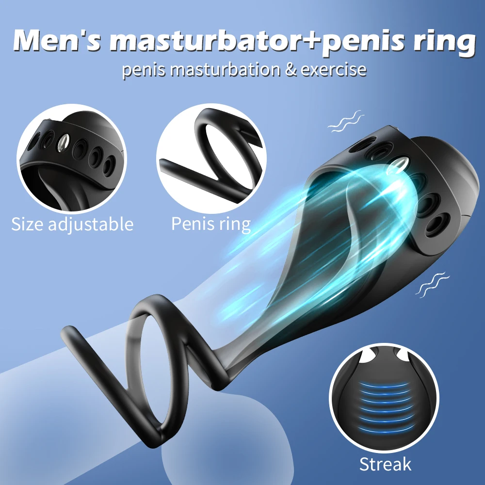 Vibrator for Men Glans Massager Delay Trainer Penis Ring Stimulate Male Masturbators Open-Ended Sex Toys for Men Adult Goods