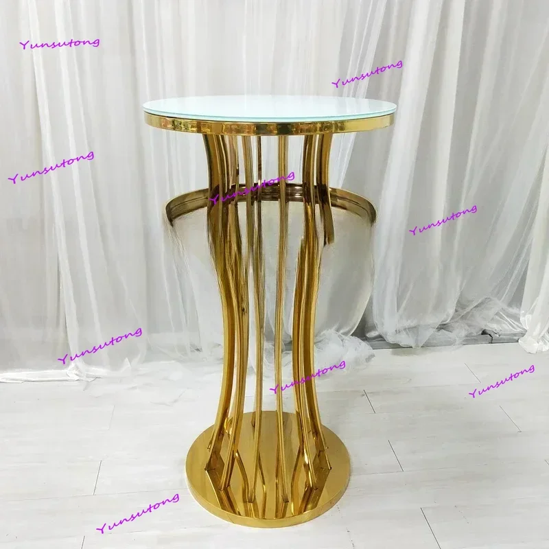 

Wedding Dinning Table Gold Round Cake Table Stand Decoration Plinths
