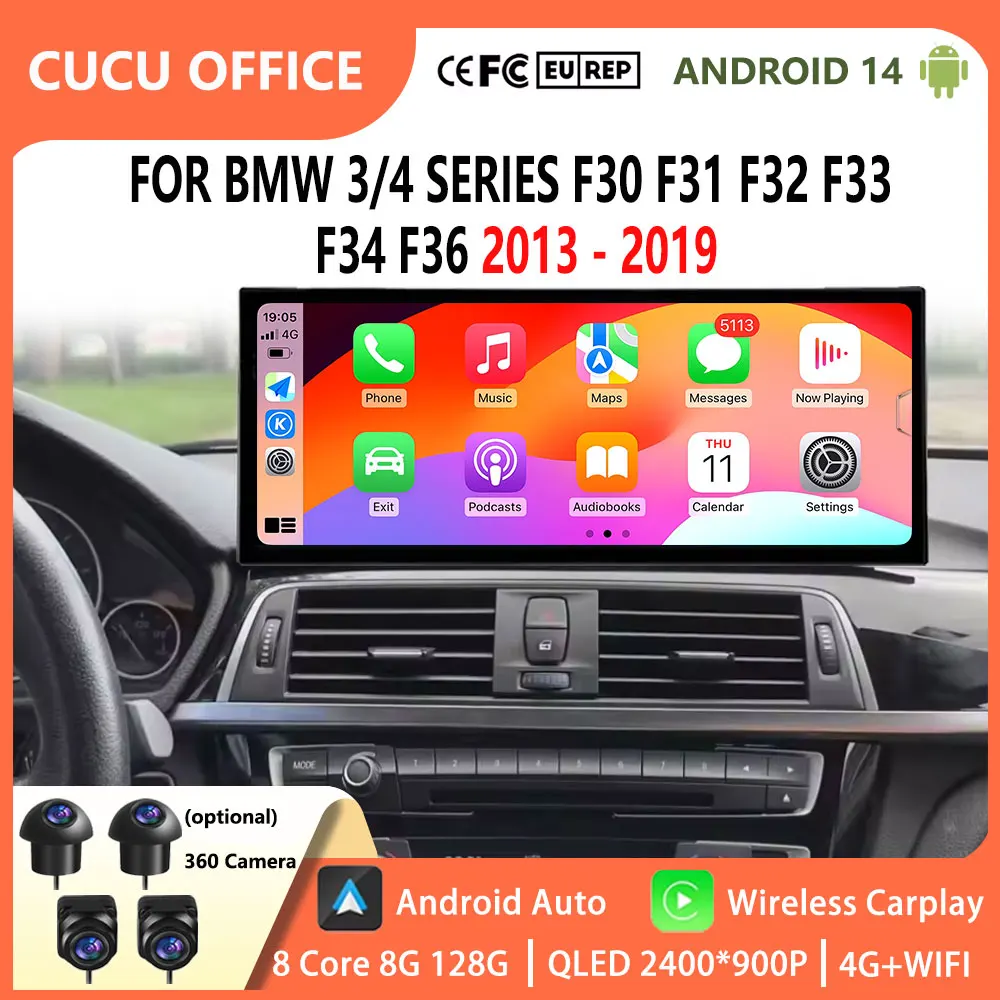 

Android 14 GPS Navi Multimedia Player for BMW 3/4 Series F30/F31/F32/F33/F34/F36 2013-2019 NBT/EVO System 4G WiFi Video CarPlay