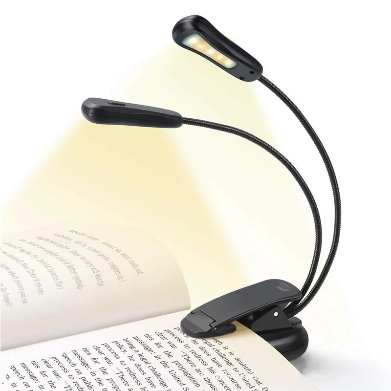 

USB Светодиодная лампа для чтения электронных книг, светодиодная лампа для чтения с зажимом, портативная перезаряжаемая мини-лампа для чтения книг, регулируемый ночсветильник