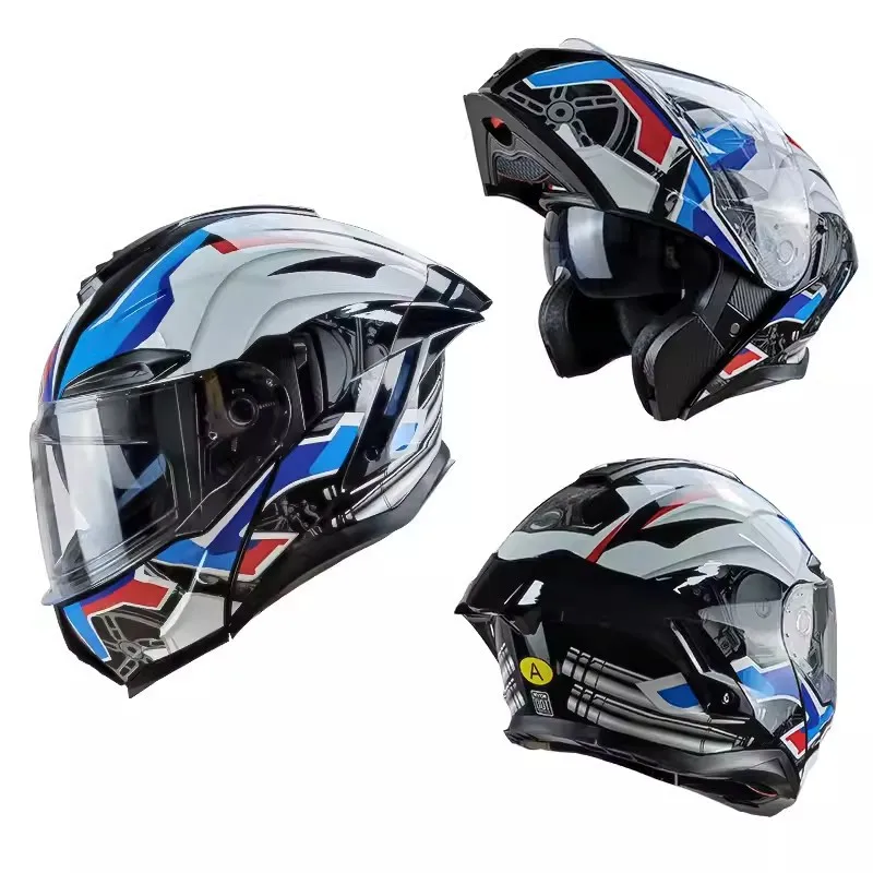 New Motorcycle Double Lenses Large Tail Helmet Men Women Scooter Travel Full Helmet Motocross Casque Moto Equipments Accesorios