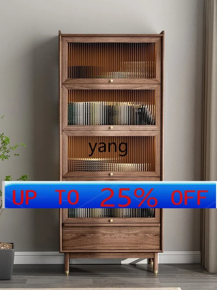 LMM solid wood dust-proof glass door storage combination display cabinet