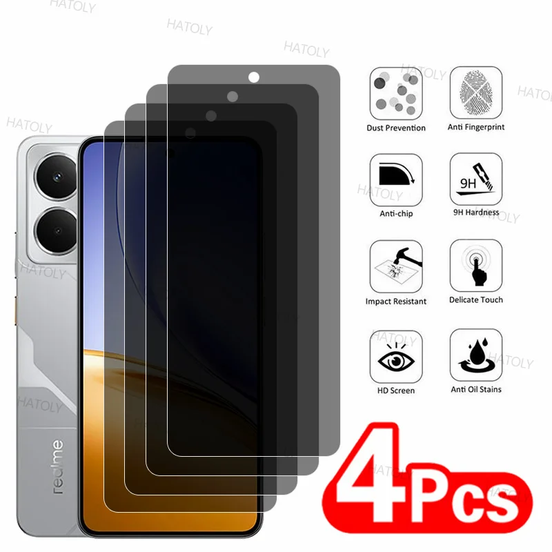 

2/4PCS Anti-Spy Screen Protector For Realme 14 5G Privacy Tempered Glass Realme 14 5G Full Glue Privacy Glass For Realme 14 5G
