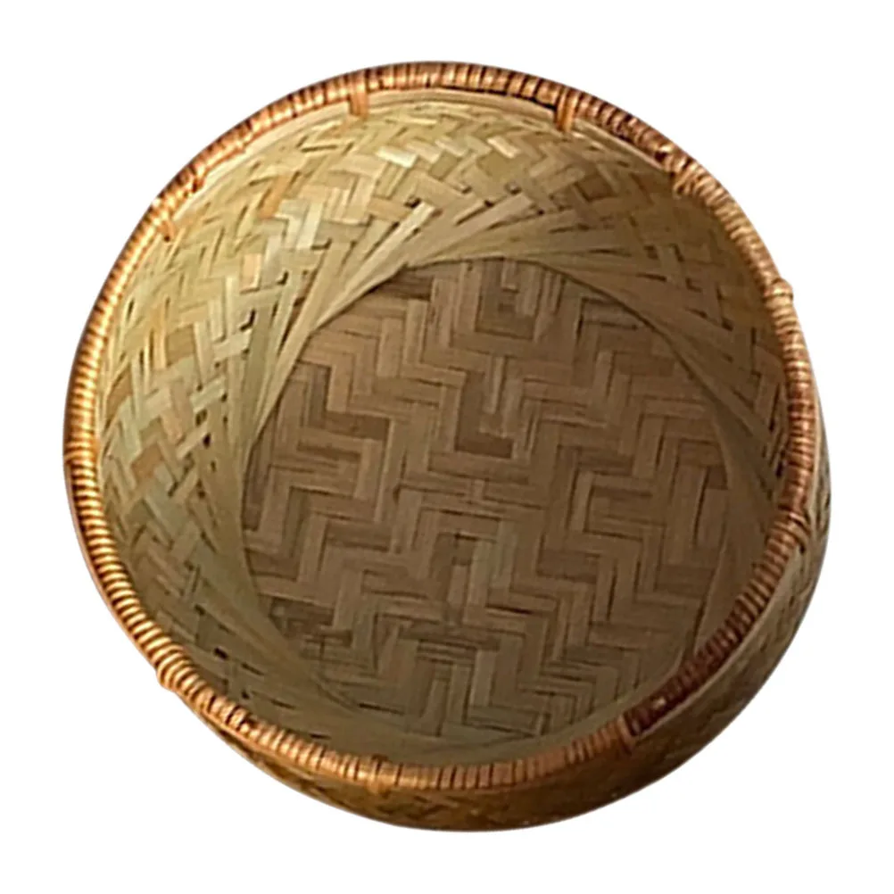 

Sturdy Round Bamboo Basket Perfect for Fruit Bread Candy Storage Decorative Woven Storage Container Kitchen Dining Tray