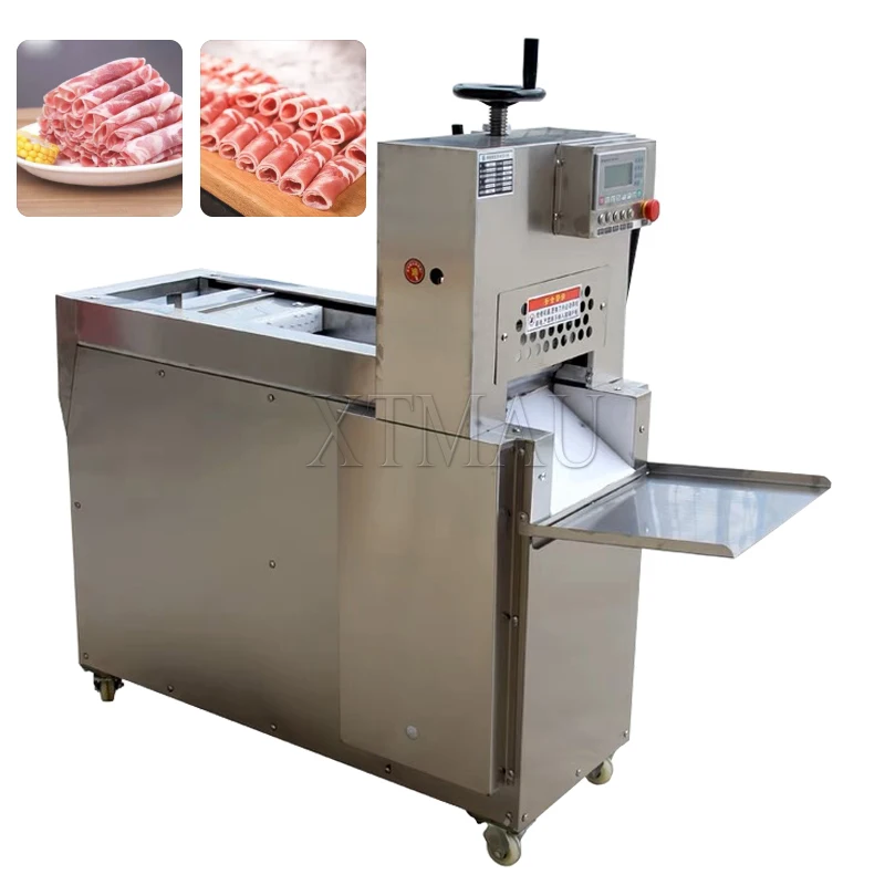 Electric Meat Slicer Mutton Roll Machine Freezing Beef Lamb Cutting Machine Stainless Steel CNC Double Cut Lamb Roll Machine