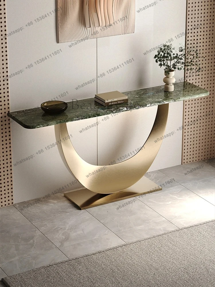 Italian marble entrance counter, entrance facing the wall, ultra narrow and small layout, light luxury and high-end