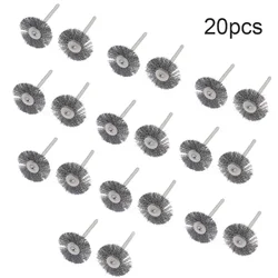 20 szt. Szczotka wiertarska druciana szczotka tarczowa 3.175*25/5mm polerowanie metalu szczotka do rzeźbienia w drewnie do szlifierki elektrycznej akcesoria do narzędzi obrotowych