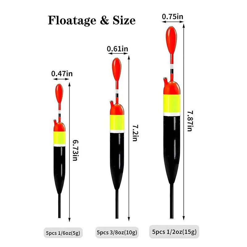 5er-Set Gleitboller-Angelstopfen 3g 4g 5g 10g 15g Gewichte für Crappie, Panfish, Forelle, Barsch Angelstopfen – Detail 3