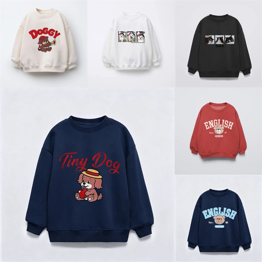 Cartoon Fashion Clothes Round Neck Pullovers Boys And Girls New Design Printed Sweatshirts Baby Lovely Autumn Wear Thin Tops