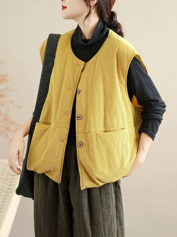 

Retro Japanese Sle Corduroy ort Jaet Women's Cotton Coat Warm Loose Versatile oulder Pad Outerwear for Winter