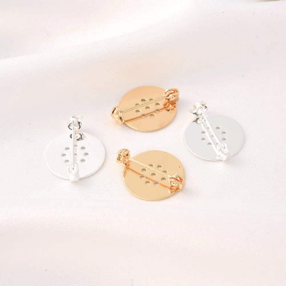 

14K Gold-plated Round Brooch with Spiral Buckle, Diy Silver Round Tray Buckle Accessory Chest Buckle