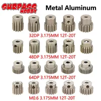 SURPASS HOBBY 5PCS 32DP 48DP 64DP M0.6 3.175mm Metal Aluminium Pinion Motor Gear Set 12T-50T  for 1/10 RC Car Truck Buggy Car