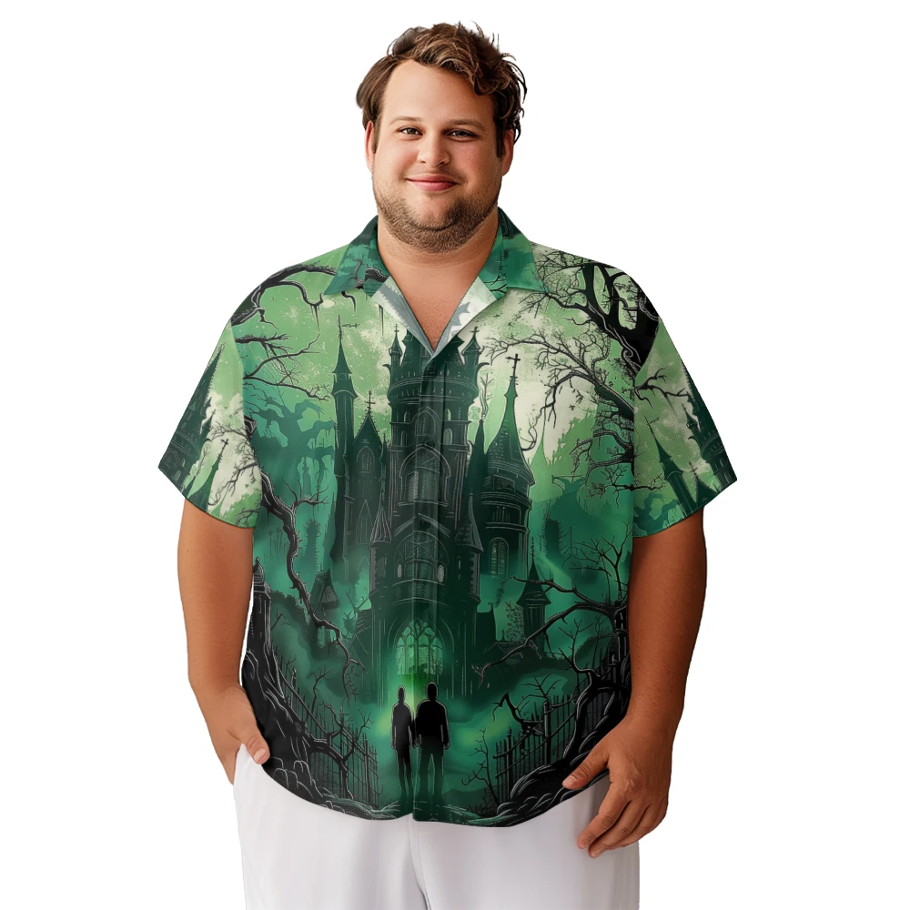 Men's Big and Tall Short Sleeve Golf Polo Shirt for Men Clothing L-8XL Strange Castle Graphic Big Size Polo T-shirt Tee