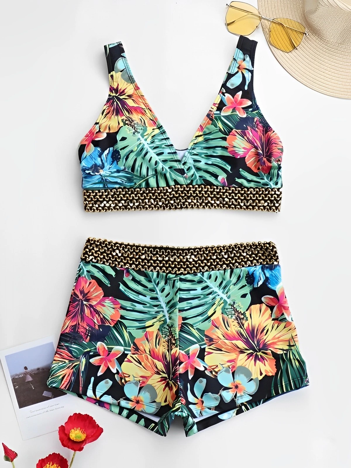 2024 Floral Bikini Printed Swimsuit Women Sexy High Waist Swimwear Female Bathers Bathing Swimming Swim Suit Beachwear