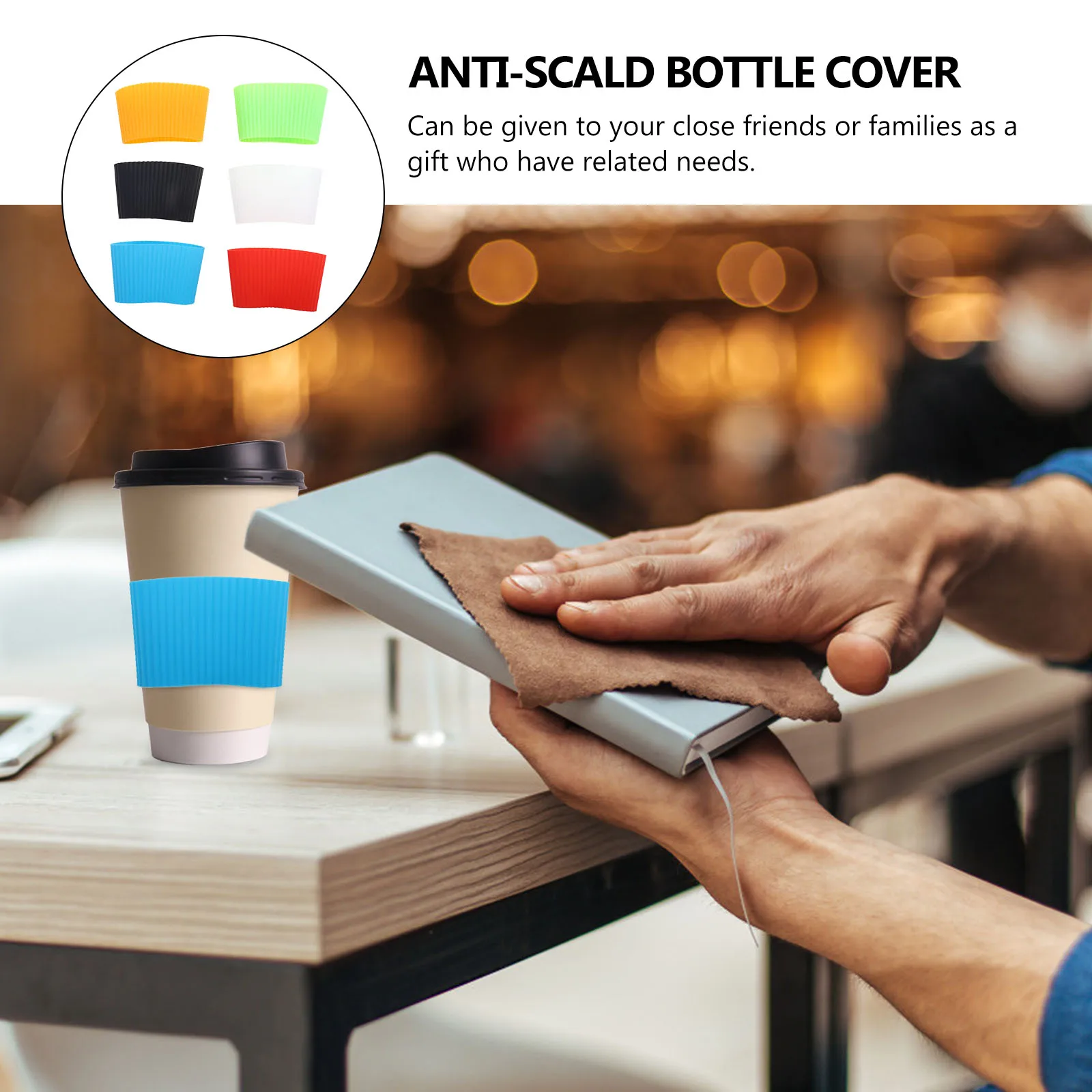 

6Pcs Silicone Water Cup Cover Flexible Heat Insulated Glass Bottle Sleeve Anti-Slide Comfort Grip Ideal for Daily Use