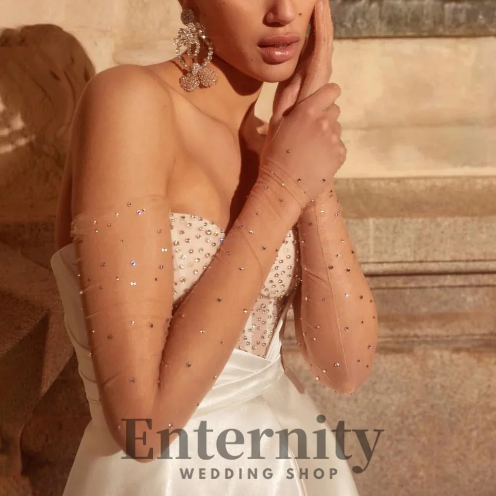 تخصيص فستان الزفاف الحبيب الديكور الطابق طول بلا أكمام الساحرة الساحرة عالية سبليت ثوب الزفاف Vestidos De Novi