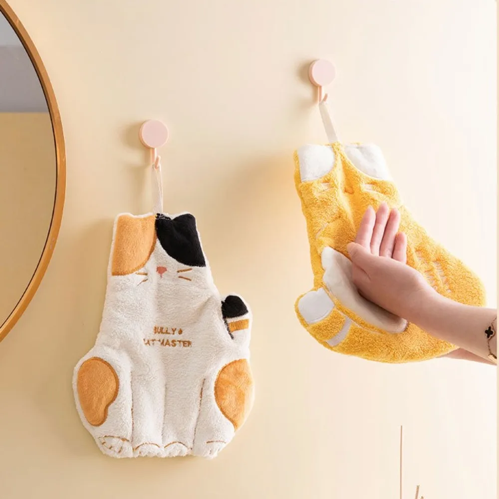 Cute Kids Towels Hanging Towel Reusable Coral Fleece Kids Towels Multi-functional Quick Drying Cleaning Towel Bathroom