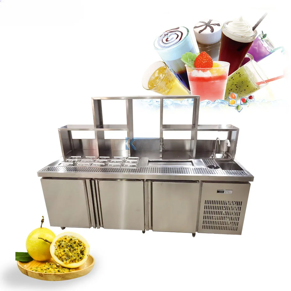 High Quality For Customized Refrigerator Working Table Counter Bar Bubble Tea Refrigerate Counter Bar Frozen Milk Tea Counter