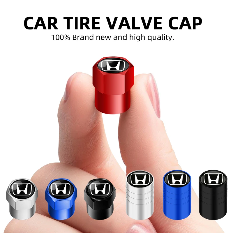 4pcs Car Wheel Tire Valves Tyre Air Caps Case Car Sticker For Honda Civic Odyssey HR-V City Accord Jazz Car Accessories