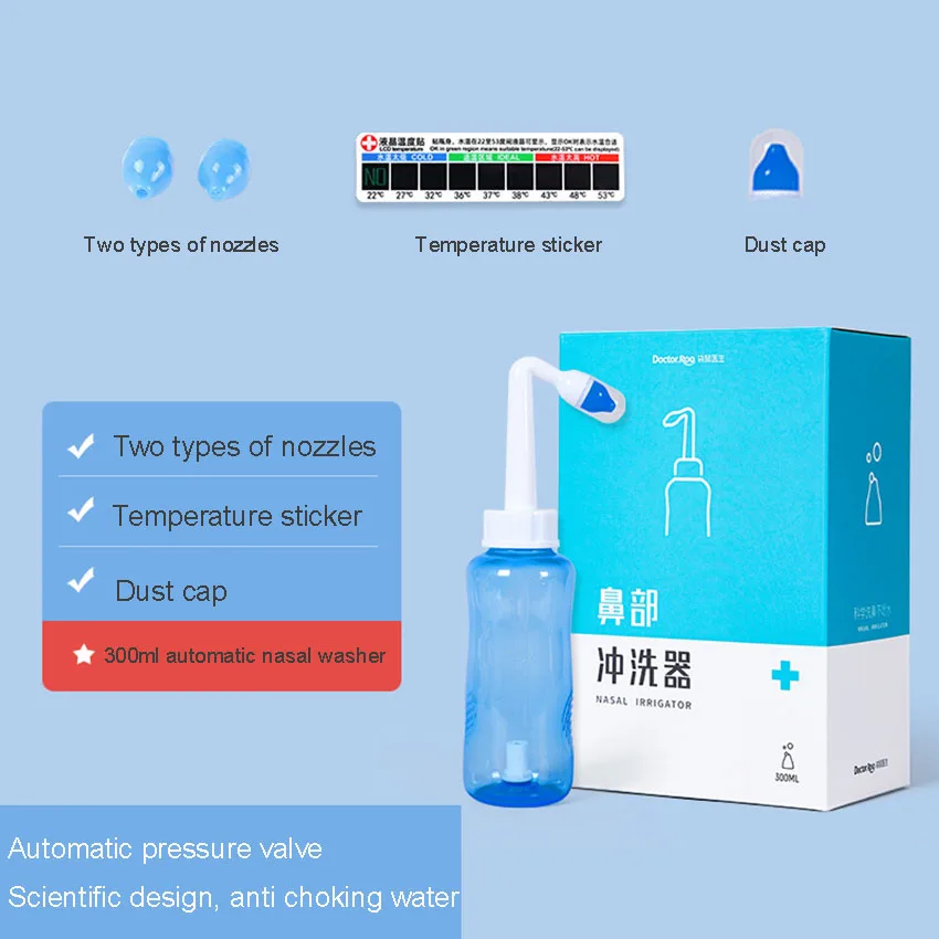 Imagem -03 - Lavadora Nasal Doméstica Automática Irrigador Nasal Não Invasivo Sal Especial Categoria Médica 500ml 300ml