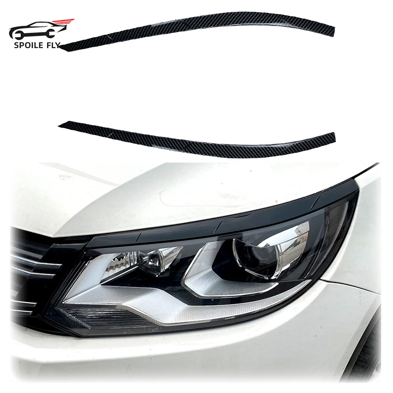 

2011 To 2016 For Tiguan MK1 Car Sticker Front Headlights Front Eyebrow Eyelid Trim Cover Accessories Glossy Black Carbon Fiber