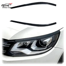 2011 To 2016 For Tiguan MK1 Car Sticker Front Headlights Front Eyebrow Eyelid Trim Cover Accessories Glossy Black Carbon Fiber