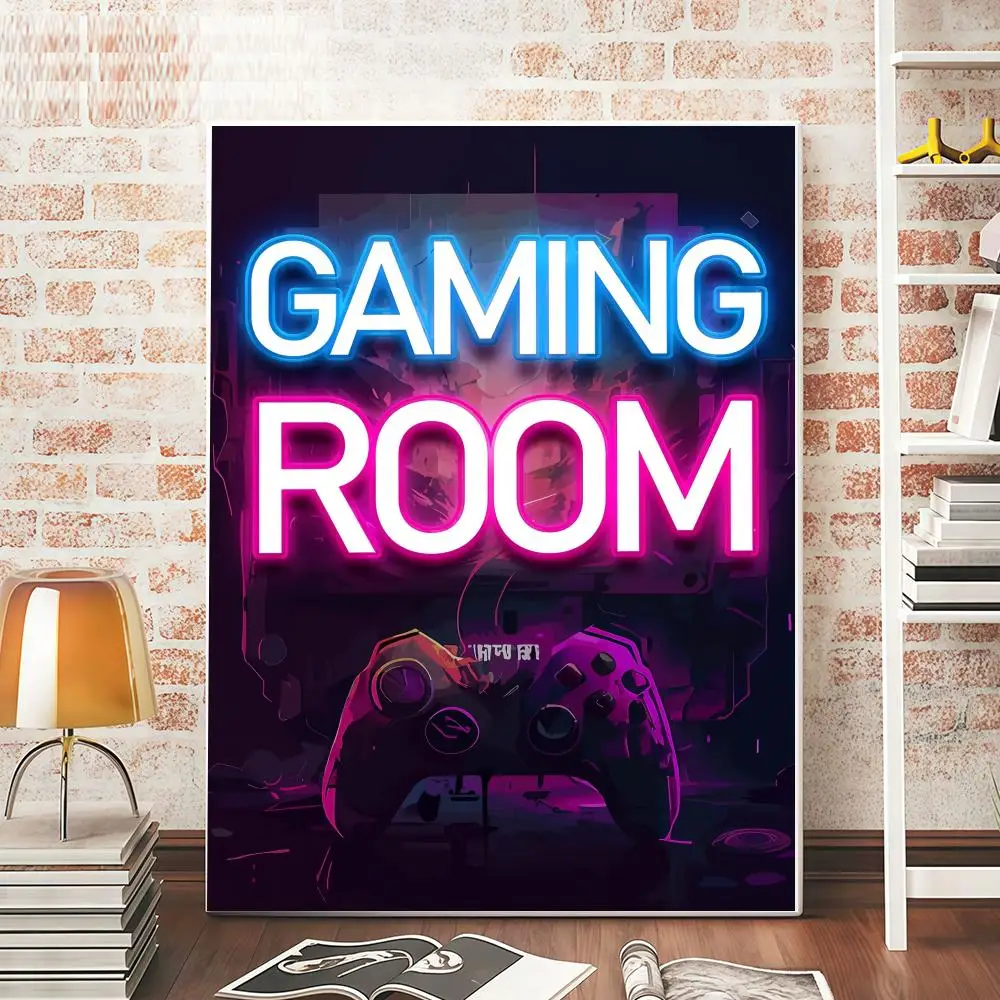 Neon Video Game Painting Calligraphy Inner Frame Album Cover Art Coffee House Bar Room Wall Decor Luxury