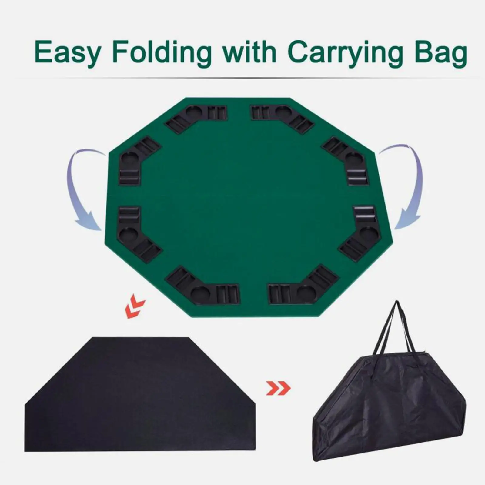 Foldable Poker Table Top Wooden Texas Hold'em Table Mat for Party Card Games