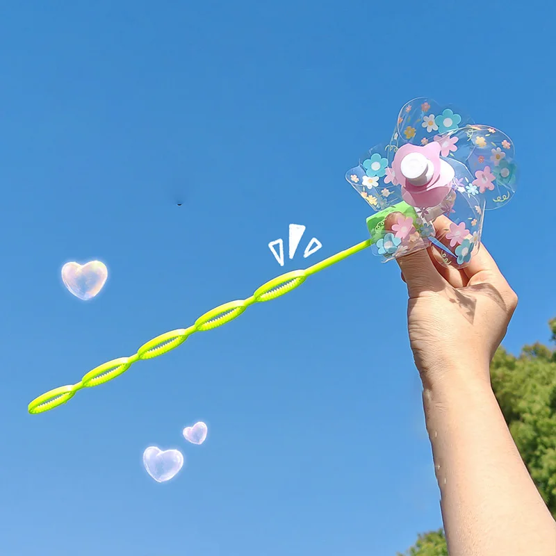 1pcs Flower Windmill Bubble Stick Handheld Bubble Machine Blowing Bubble Toy Cute Creativity Party Decoration Children Toys Gift