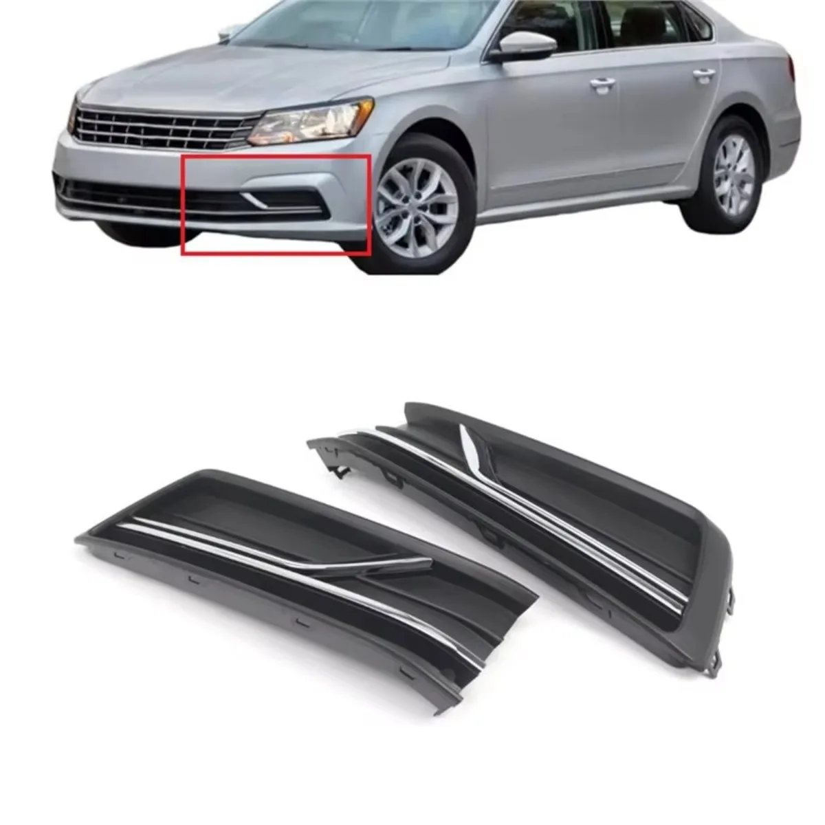 Front Bumper Fog Light Lamp Grille Cover 561854661L 561854662G For VW Passat B8 2016 2017 2018