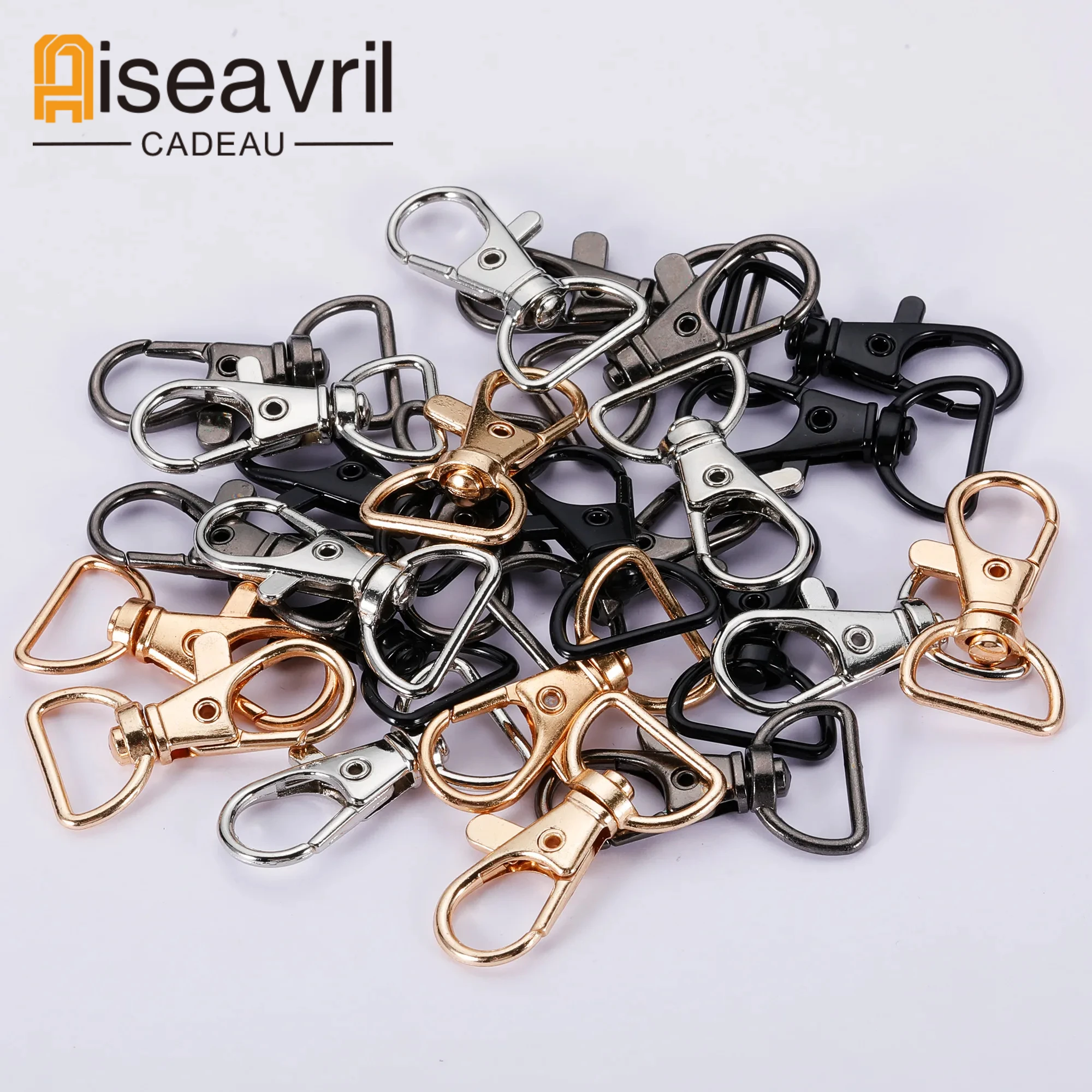 100Pcs Swivel Clasps D Rings Alloy Metal Snap Hooks Clip Hook for Keychain Bag Key Ring Jewelry Making Crafting Sewing Wholesale