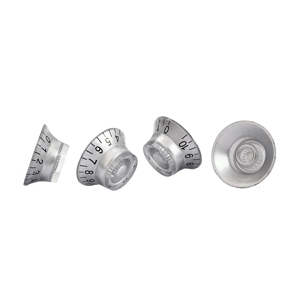 

4Pcs Acrylic Guitar Amplifier Knobs Silver Skirted Push-on Amp Volume Tone Controls Replacement Amplifier Knobs