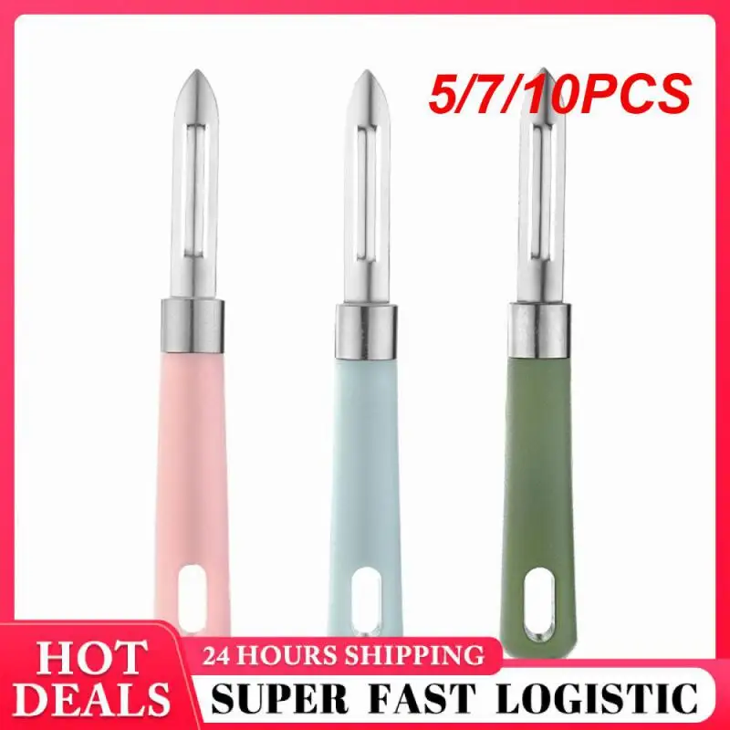 5/7/10PCS Paring Knife Sharp Blade Blue Leather Planer Peeler Stainless Steel Melon Planer Comfortable Feel Stainless Steel