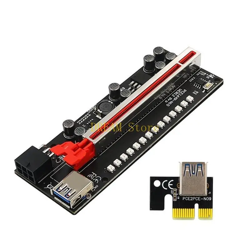 Ver12 Mining PCI-E Riser Card PCI for Express 1x 4x 8x 16x Extender 3528 RGB Best Sale