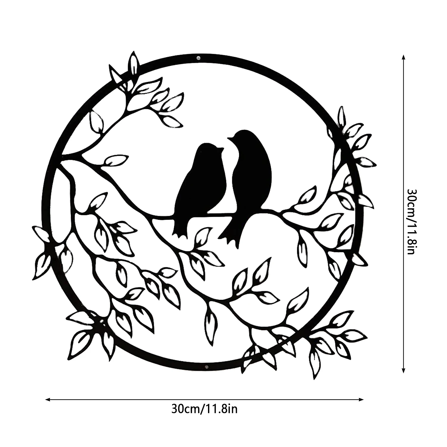 Black Metal Wall Art Birds on Branch Silhouette Wall Sculpture Hanging Sign Decor for Office Home Garden Bedroom Living Room