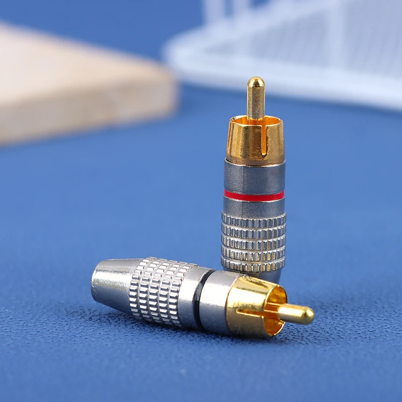 2 Pcs RCA Male Plug Connector Non Solder AV Audio Video Locking Cable Plug Adapter Solderness For Video CCTV Camera Security