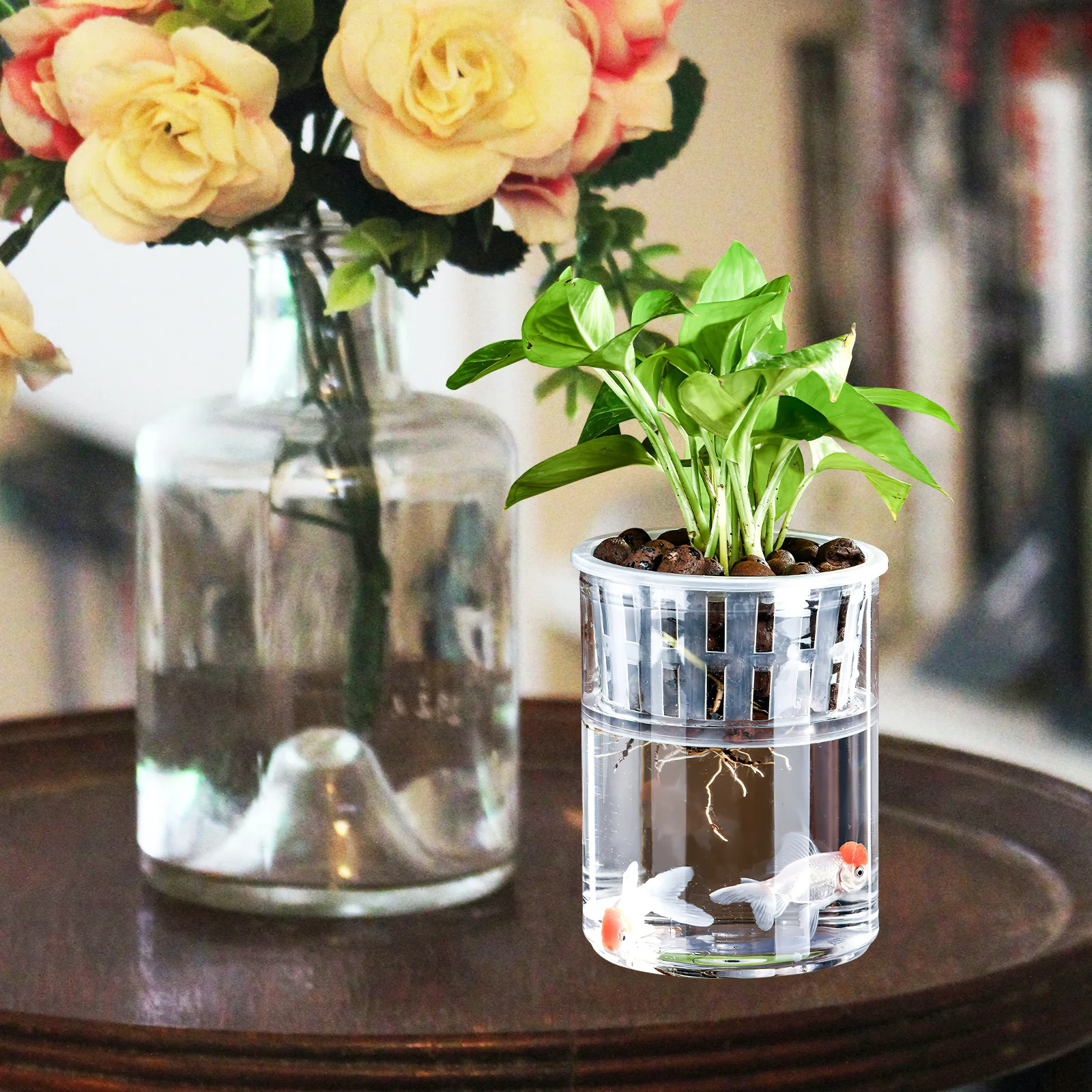 

Portable Transparent Plastic Fish Tank Desktop Goldfish Bowl Safe Convenient Anti-Falling Home Decor Aquarium Plastic Fish Tank