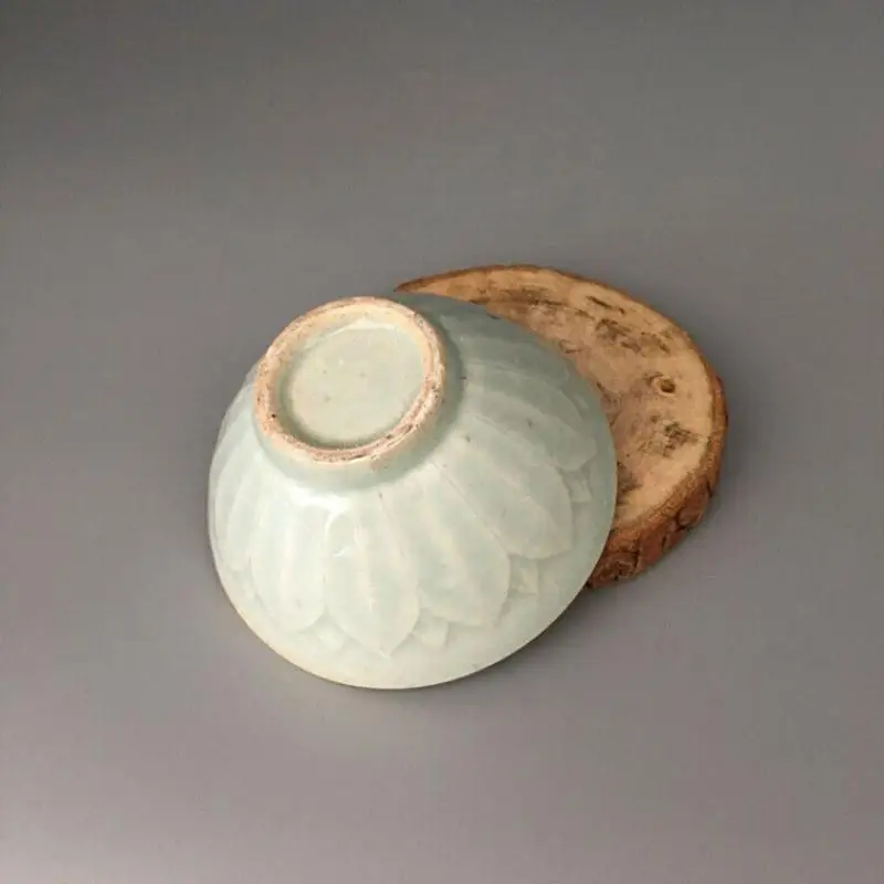 الصينية الكلاسيكية الأزرق والأبيض الخزف تشينغ Guangxu لوتس شكل زهرة فنجان الشاي