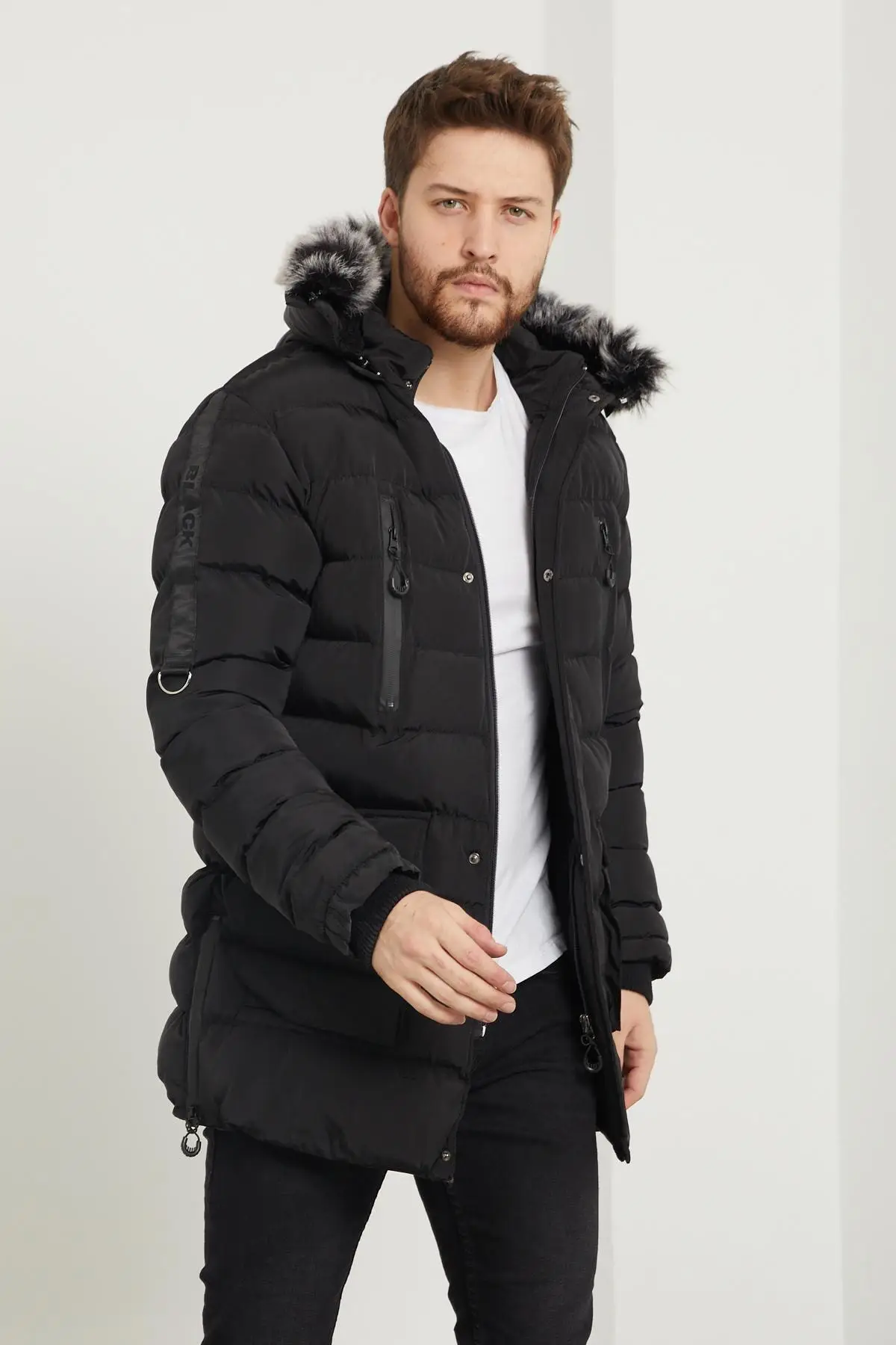 

Men's Hooded Parka Winter Inflatable Coats Slim Fit Fur Coat Keeps Warm Does Not Get Wet New Season Products From Turkey