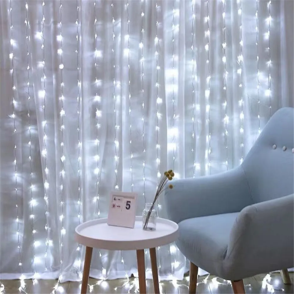 Guirxiété Lumineuse LED avec Télécommande USB pour Décoration, Rideau à 8 Modes, Festival, Noël, Vacances, Chambre à Coucher, Maison, Extérieur