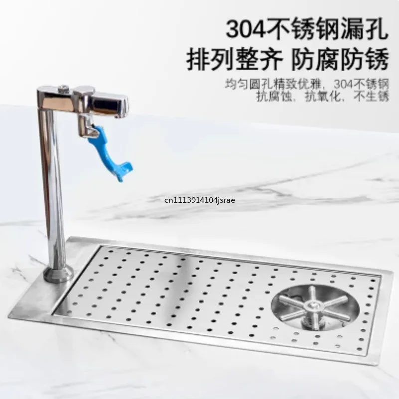 Stainless Steel High‑Pressure Glass Pitcher Rinser with Faucet, Automatic Cup Washer Cleaner for Cafe Bar and Home Kitchen