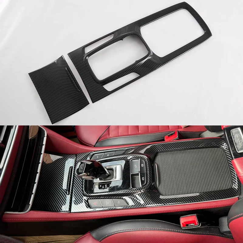 For MG HS 2018-2023 Car Accessories Carbon Fiber Style Gear Shift Panel Center Console Cover Trim Frame Car Styling