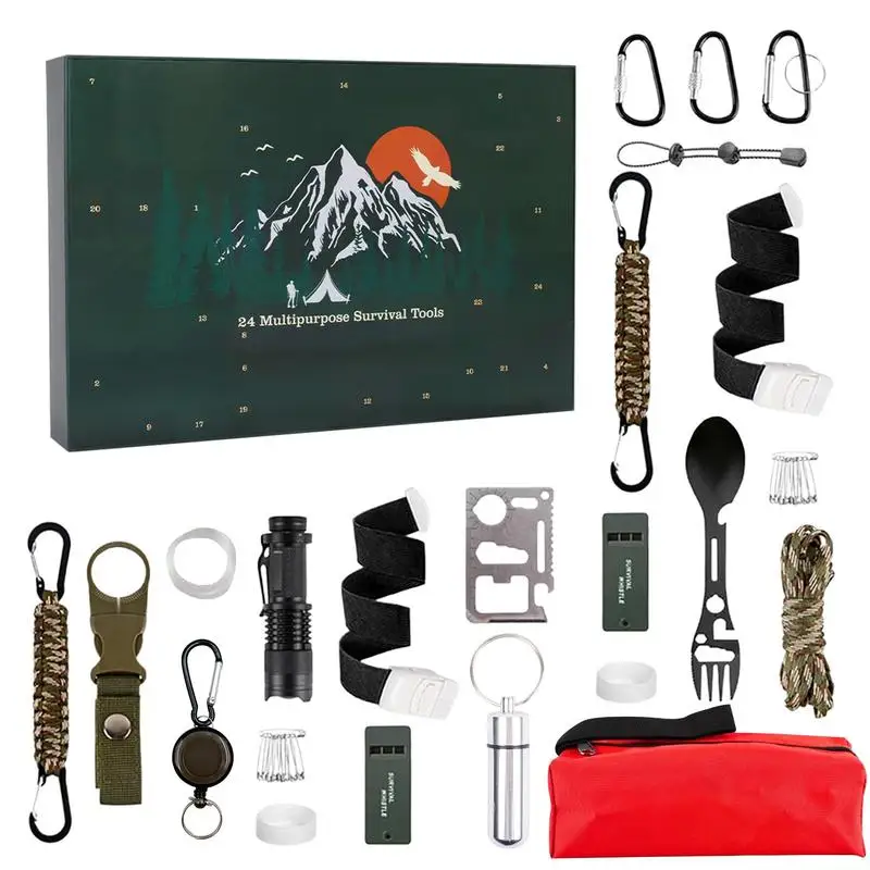 Survival Kit Advent Calendar 2024 Survival Tool Mens Advent Calendar Survival Kit Christmas Advent Calendar for Climbers Anglers