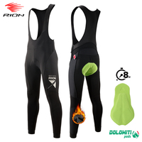 RION Cycling Bib Pants Men Winter Road Bike Bicycle Tights Thermal Fleece MTB Padded Bibs Trousers Pro Long Distance DOLOMITI 8H